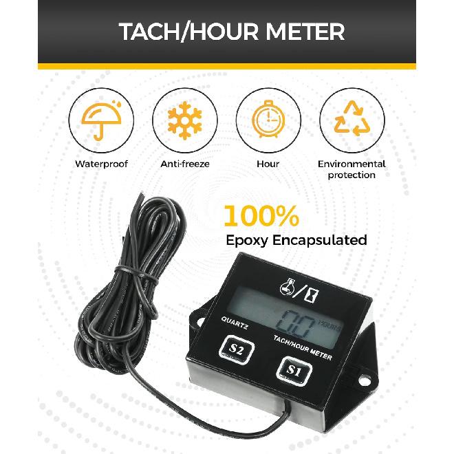 Tachometer,Small Engine Tachometer,Car Accessories Tachometers for Small Engines,Waterproof Inductive Tachometers for Chaaw Marine ATV Motorcycle UTV