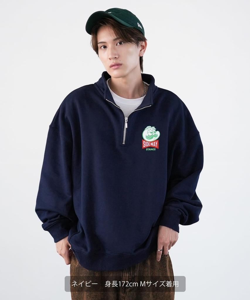 [IMPROVES] [SIDEWAYSTANCE] Snack Logo Fleece Half-Zip Sweatshirt