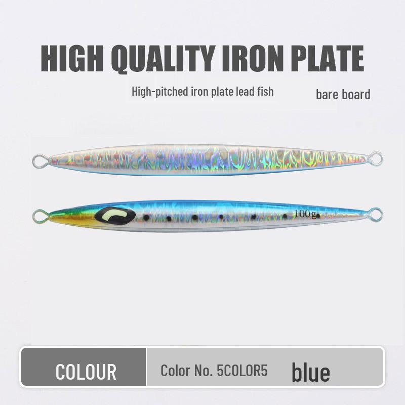 

High-Pitched Luminous Iron Plate Fishing Lure: Lead Fish, Large Weight, Fast Sinking for Sea Fishing, Mackerel, and Hairtail. 100g
