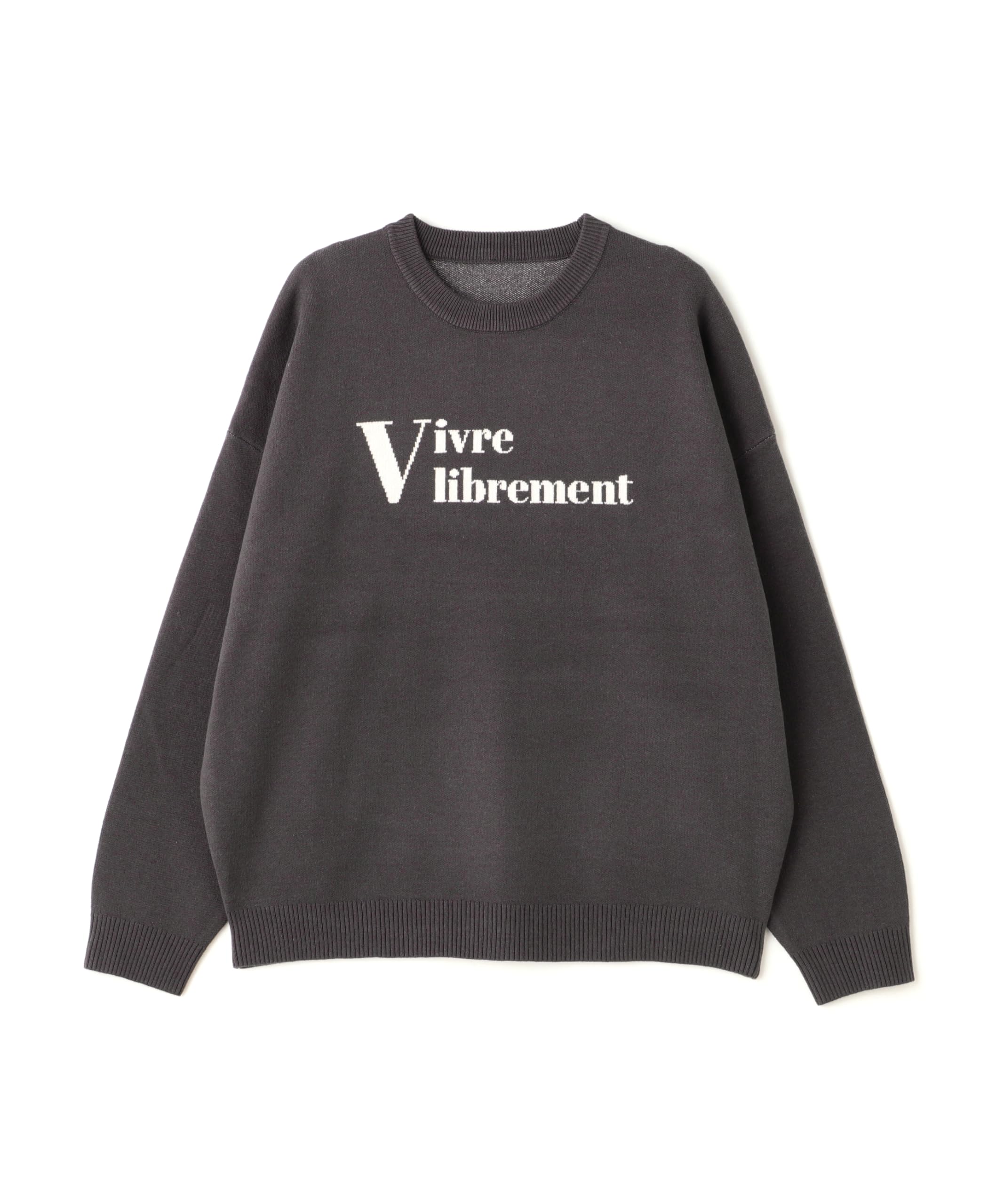 

N Natural Beauty Jacquard Logo Knit Charcoal Basic Women s Sweater,