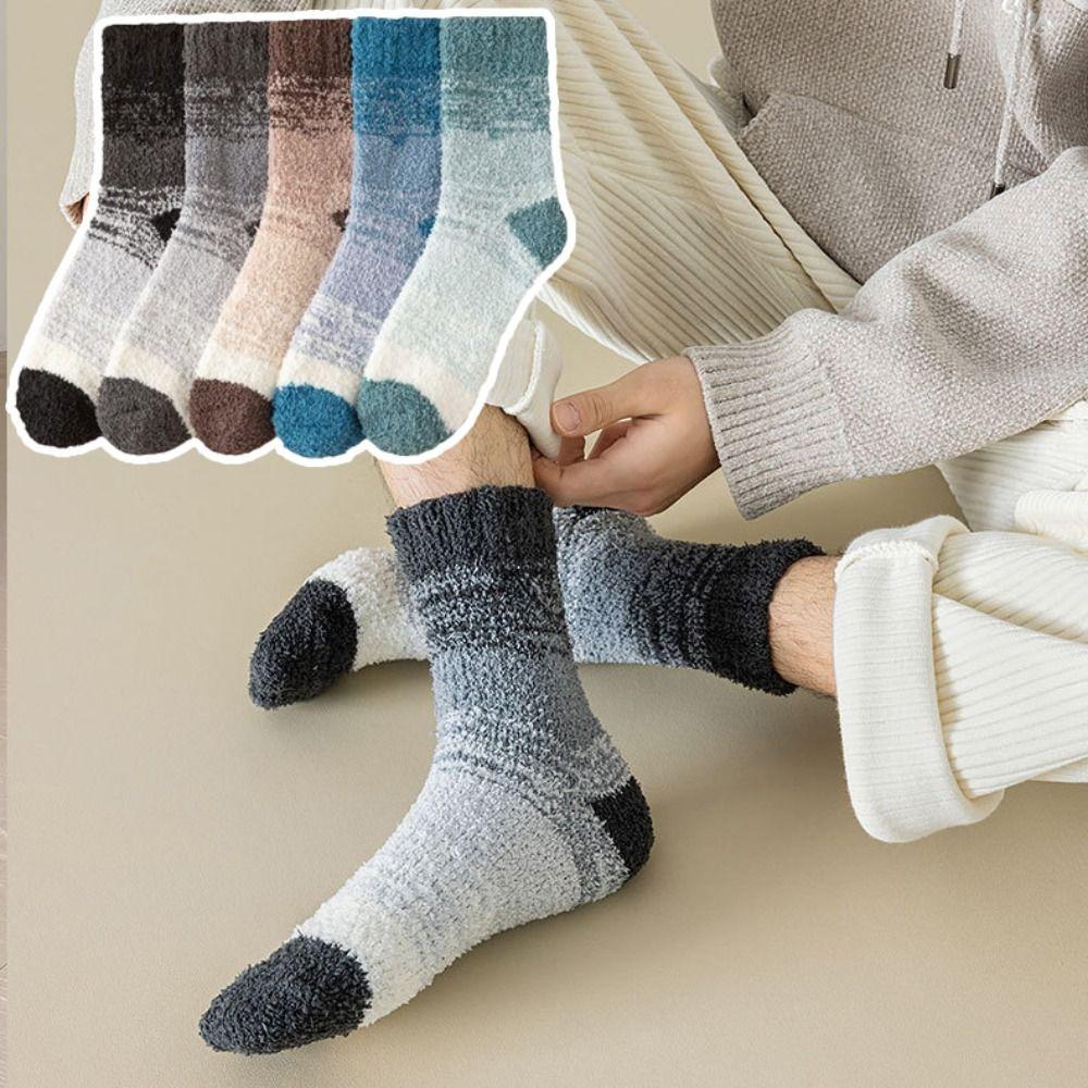 Sleep Socks Winter Coral Velvet Socks Thickened Warm Men's Socks Fluffy Soft Cotton Socks Adults