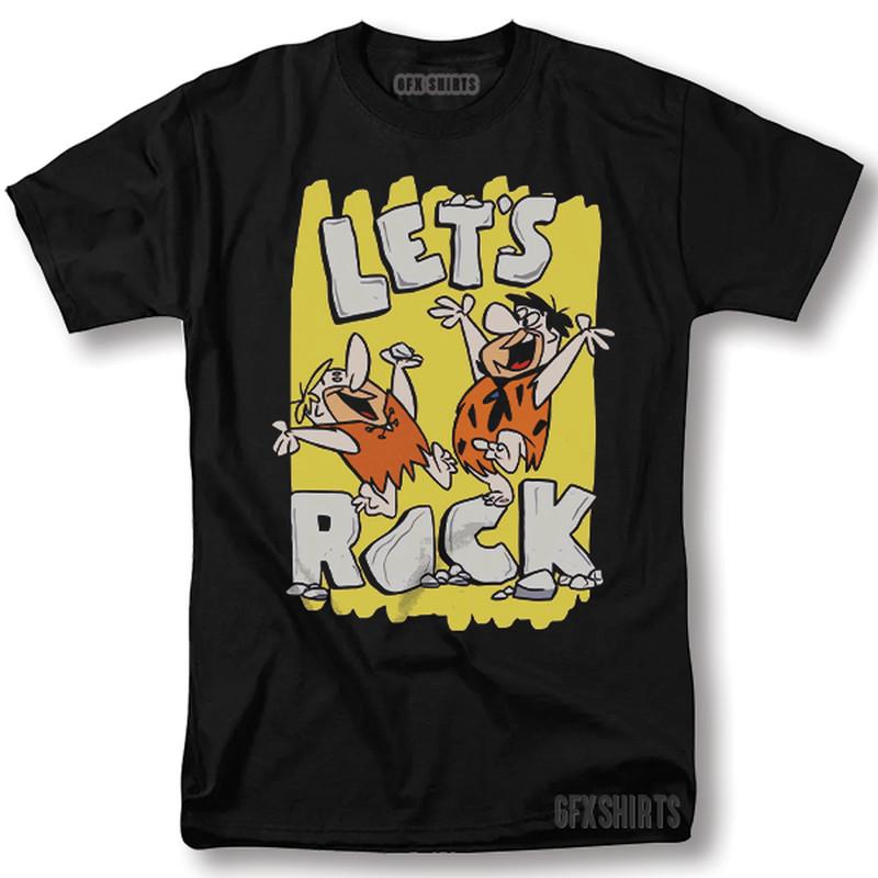 Feuerstein Familie Lets Rock Shirt Klassisches Retro Vintage Grafikdesign T-Shirt