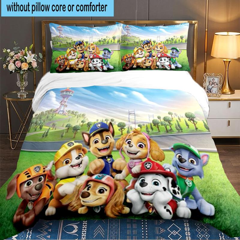 Dog Paw Heroes 3PCS Bedding set,Ideal for 1pc Duvet Cover And 2pcs Pillowcases Perfect for Fan gift,Ideal for Bedroom, Dormitory