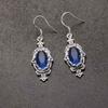 925 Silver Plated Topaz Blue Zircon Earrings Vintage Thai Silver Women Earrings Fashion Jewelry Gift
