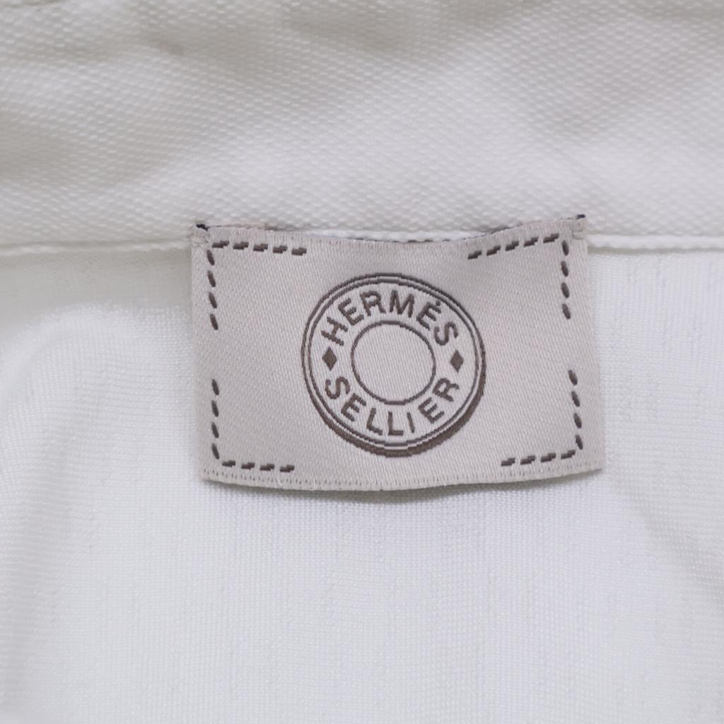 HERMES [Excellent Condition] Serie Button Button-Down Short Sleeve Polo Shirt/ tops S whiteUsed