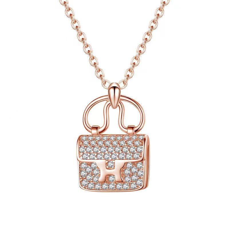 Neuer Stil Kangkang Tasche Halskette für Damen, Leichter Luxus Buchstabe Schlüsselbein Geschenk für Freundin
