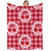 Cherry Bow Star Cartoon Anime Print Flannel Blanket Soft Warm Throw for Kids Bedroom Sofa Christmas Office Car