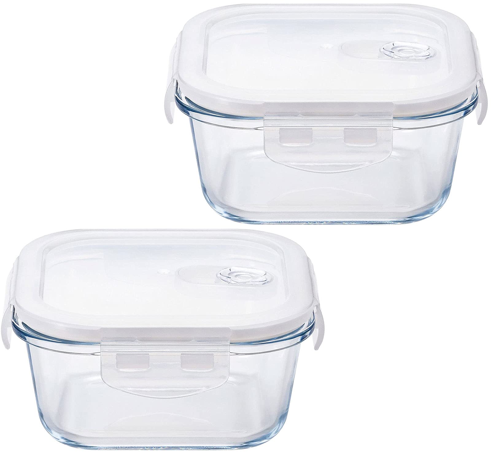 Aderia Food Storage Cook Set of Container Heat-Resistant Glass 4-Sided Lock Lock Square 500ml 2 Microwave-Safe 6123₽