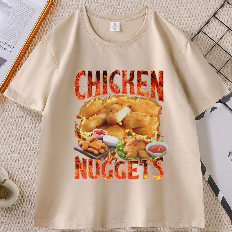 Chicken Nuggets Vintage 90s Graphic Tshirt for Unisex Women Cotton Short Sleeve Round Neck Printed Tshirt Unisex Vintagel Unisex Tops