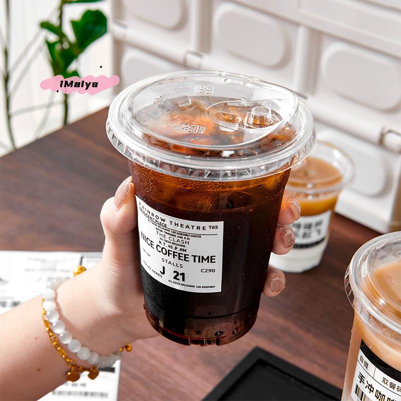 10Pcs Clear Plastic Cup With Strawless Lids Disposable Cups For Iced Coffee Or Juice Party Smoothie Milkshake Cold Drinks