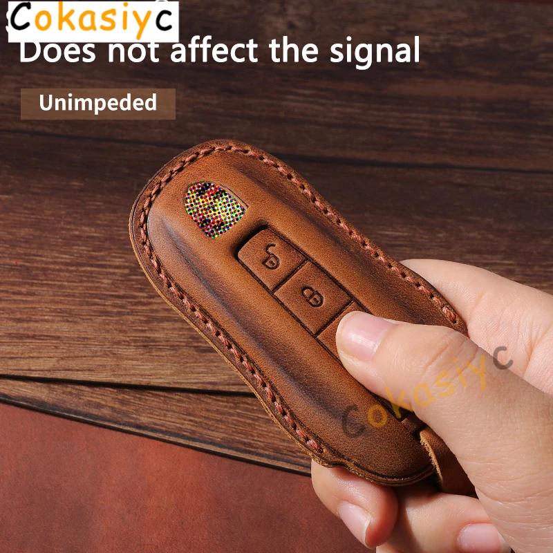 AABKR1 Leather Car Key Case Cover For Porsche Macan 911 Panamera Cayenne 2018 Replacement Boxster 986 987 981 Remote Fob Shell Keychain