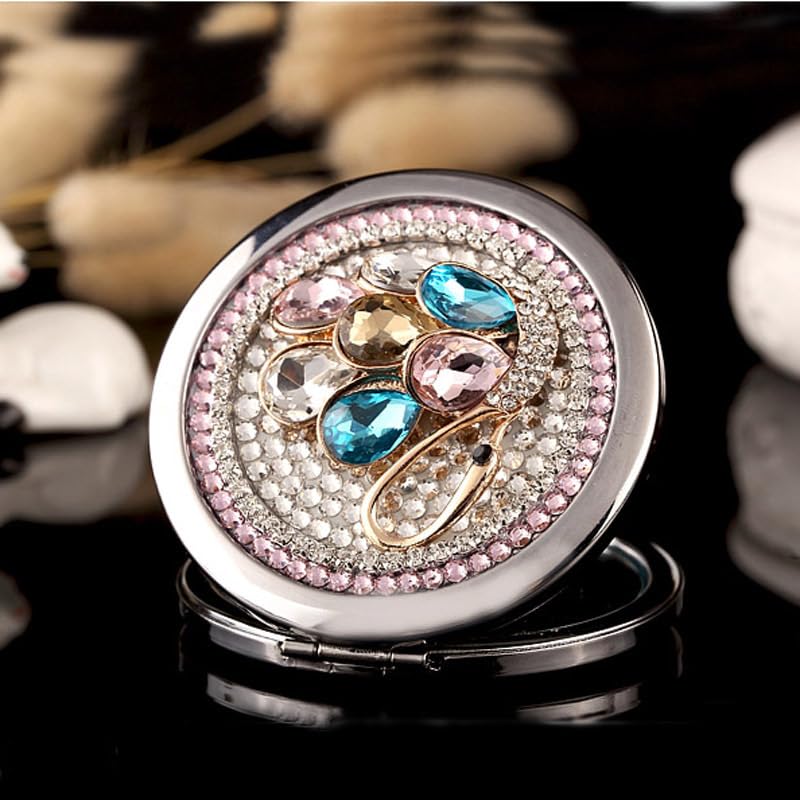 Foldable Compact Gift for Female White 60th Entrance Respect for the Aged and [wuxichiyan] Mirror, Double-Sided, Portable, Women, Friends,