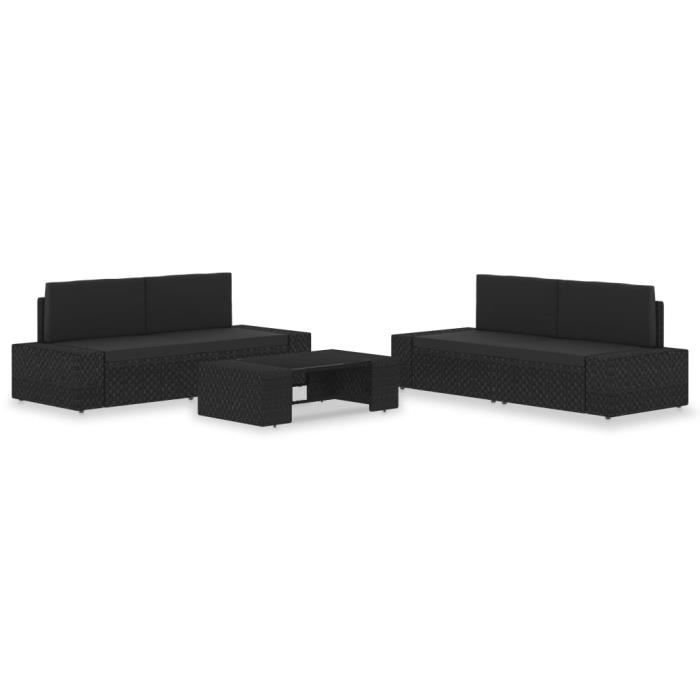 VidaXL Salon de jardin 5 pcs Résine tressée Noir