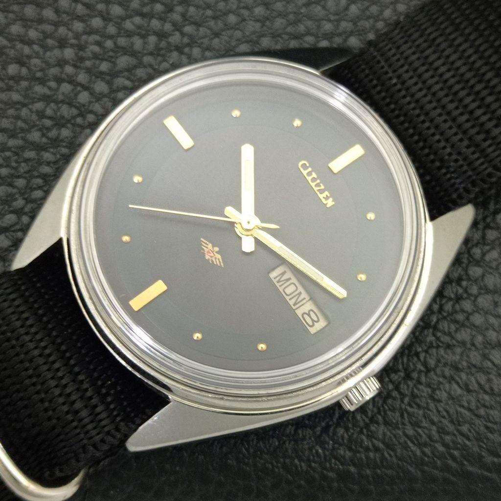 Citizen AUTOMATIC 8200 VINTAGE JAPAN MENS BLACK COLOR DIAL WATCH A702759-1 R210-a702759
