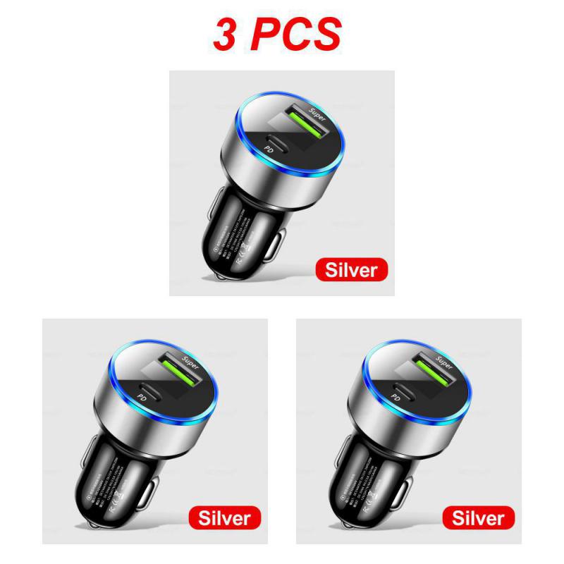1~5PCS Car Charger Digital Display Fast Charging 20w Car Supplies Phone Charger Multifunctional Type-c Car Accessories