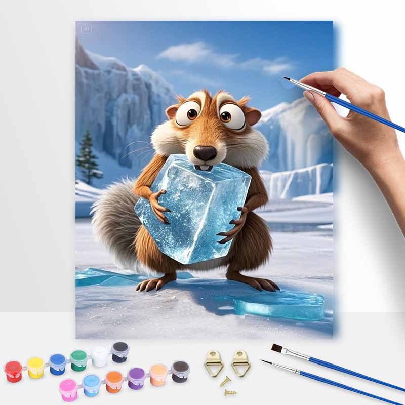 Disney digital oil painting Scrat ice age squirrel art handmade diy home decorations 20x30cm