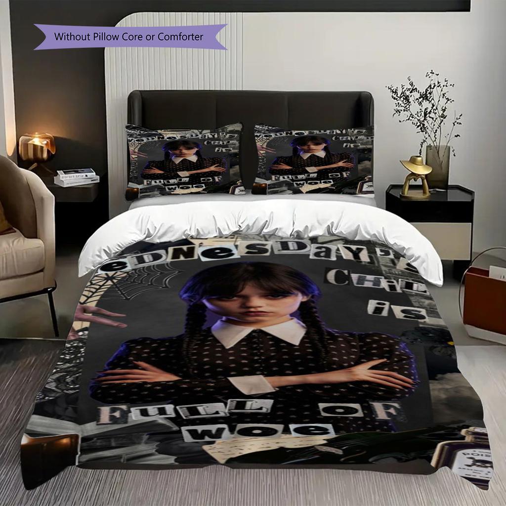 Midnight Whispers Shadows Three-piece set (1 * duvet cover + 2 * pillowcase, without core) 2D Flat Duvet cover and pillowcase Soft and comfortable