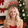 Sequin 2026 Happy New Year Headband Cute Christmas Headpiece New Year Decorative Headdress  Cosplay