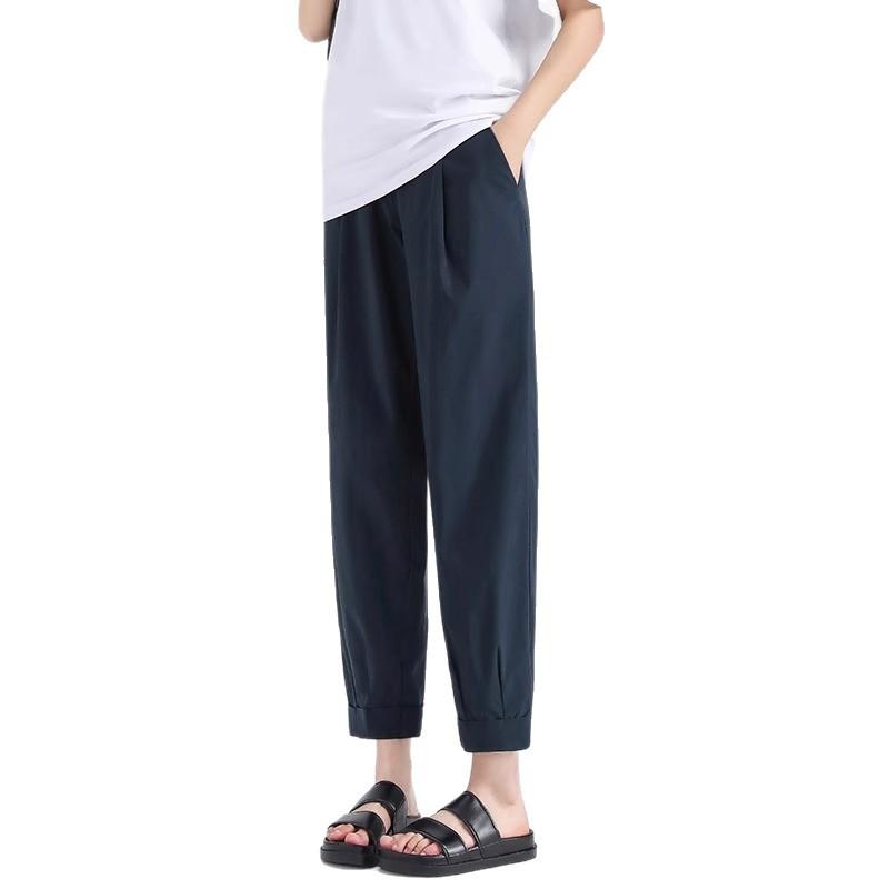

Pregnant Women s Nine-point Carrot Pants Summer Thin Quick-drying Belly-retaining Harem Pants Loose Maternity Wear Pregnancy Casual Pants S