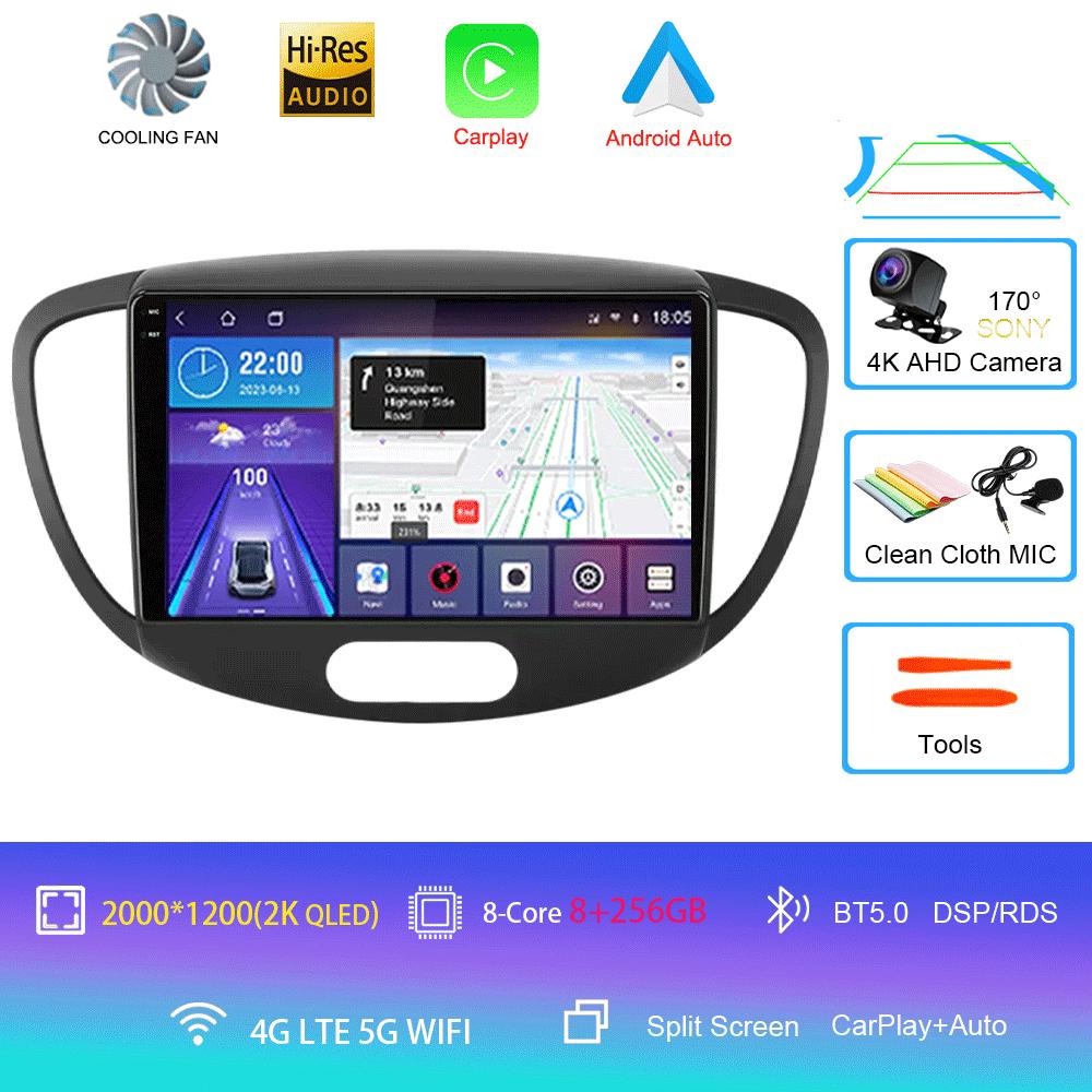 Android 14 Carplay Auto Car Radio For Hyundai I10 2007 - 2013 GPS Recorder Multimedia Video Player 4G+WiFi DSP