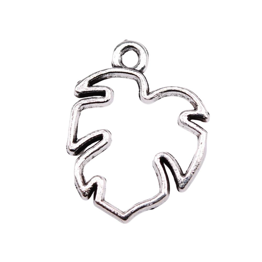 

20шт. Подвески в виде полых листьев, античное серебро, цвет цинкового сплава, 19х15 мм.