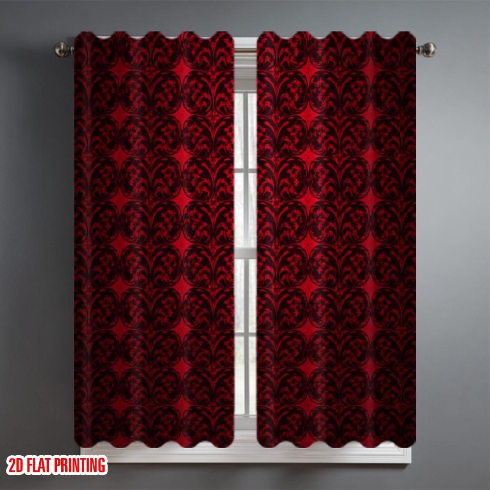 2D Flat Printing 2pcs Curtain Scene Curtain Red Floral Design Digital Printed Polyester Drapes Birthday Party for Bedroom Living