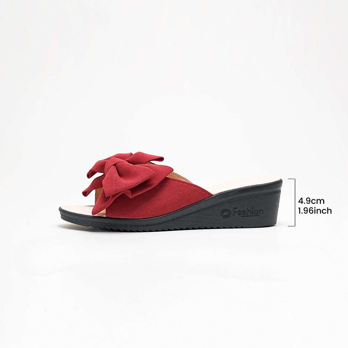 

New Large-sized Wedge Heel Thick-soled One-line Casual Beach Sandals, Slippers and Women s Shoes 43 красный