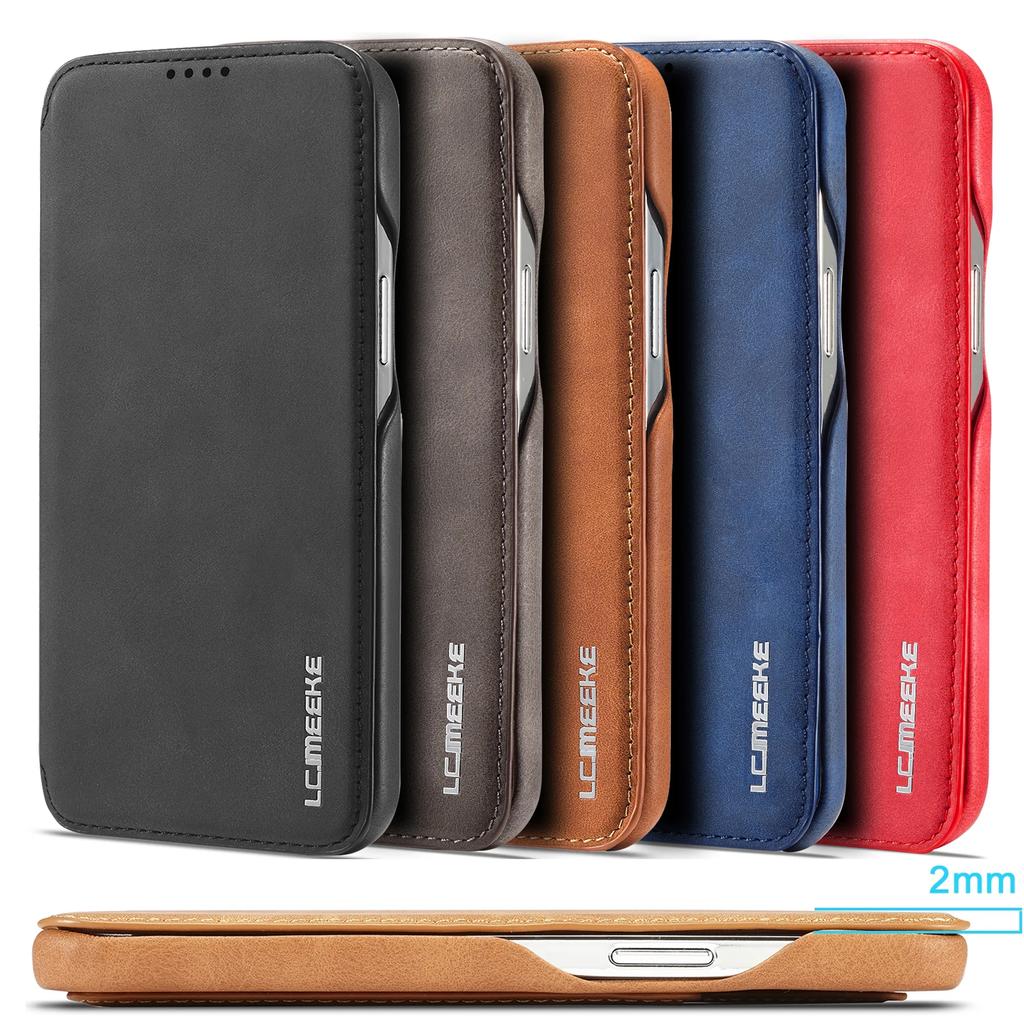 Leather Flip Wallet Phone Cover for IPhone 17 16 Pro Max Air 14 15 13 12 Mini 11 Pro XS Max XR 8 7 Plus SE Card Slots Book Bag