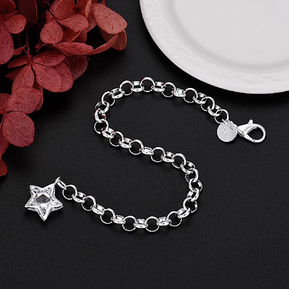 Copper Exquisite Star Zircon Bracelet for Women, Fashionable Wedding Jewelry Accessories