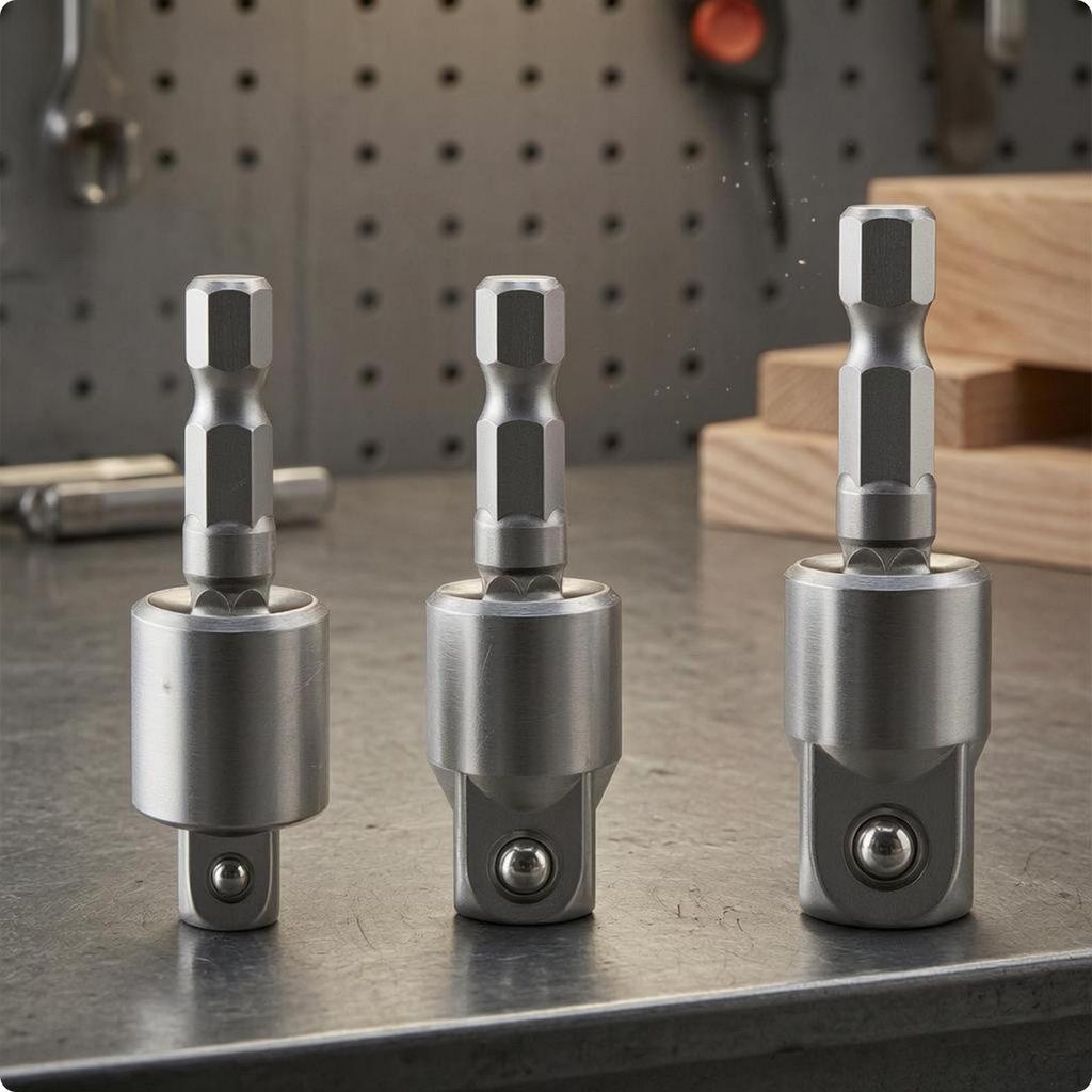 3 Pieces Drive Size Adapter Set Steel Ball Hex to Square HeatTreated Socket