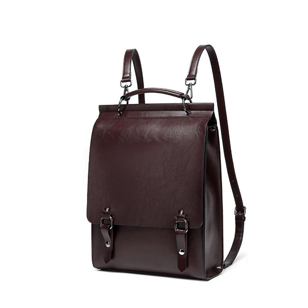 Leather Backpack Female British College Style School Bag College Student Vintage Cambridge Commuter Cowhide Backpack