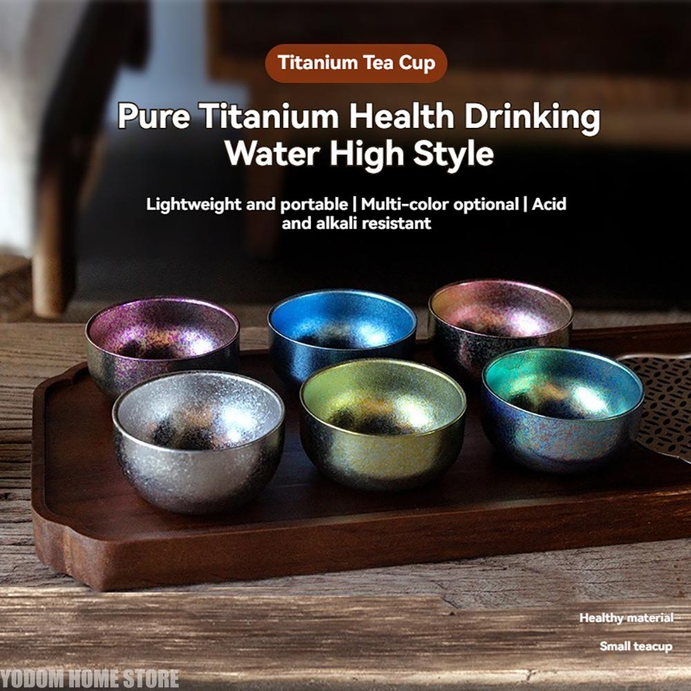 Titanium Cup Pure Titanium Tea Cup 50ml Outdoor Camping Portable Tea Set Portable Storage Double Layer Anti Scalding Lightweight