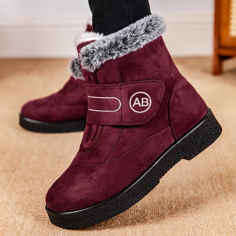 Women Boots Fashion Designer Ankle Boots Winter Shoes for Women Warm Fur Botas Mujer Low Heels Winter Shoes for Woman Snow Boots