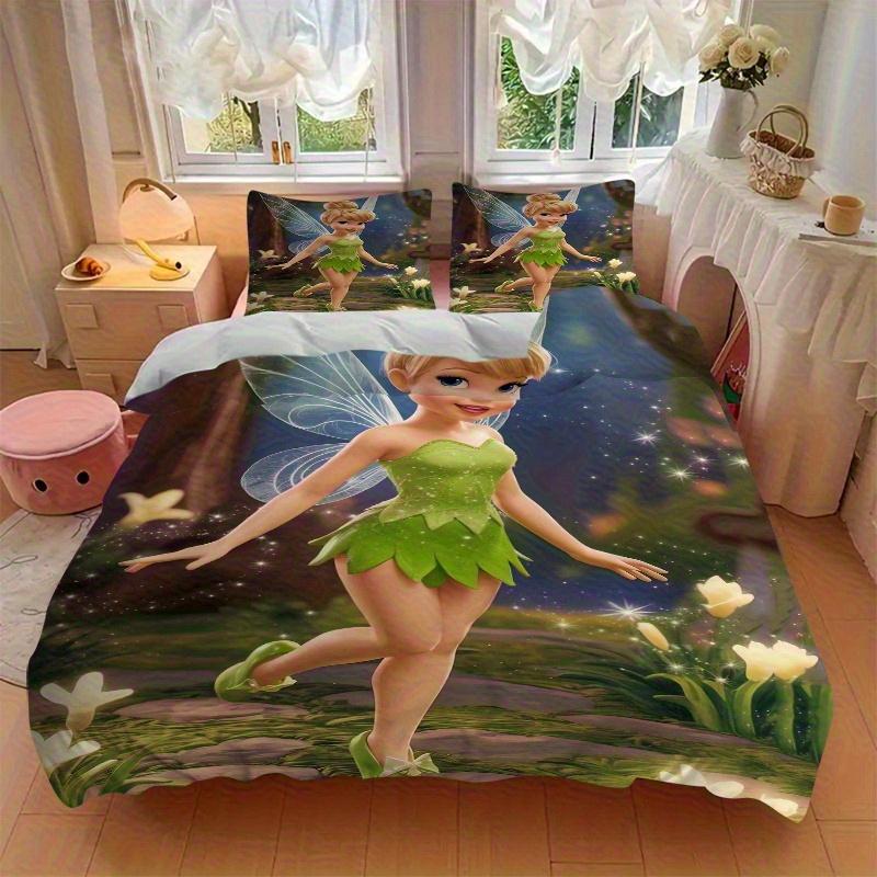 3pcs Tinkerbell Fairy Wings Print Bedding Set (1 Cover + 2 Pillowcases, Without Inserts), S075
