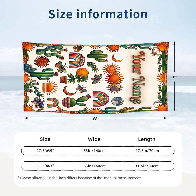 Fantasy Magic Theme Beach Towel Personalized Custom Name & Text Soft Quick Dry Beach Towel for Swimming Travel