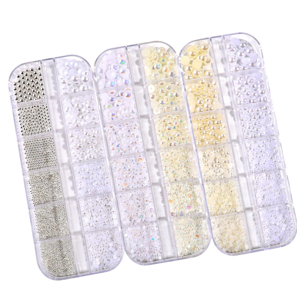 Ins Japanese Flat-Bottom Manicure, Pure White Beige Pearl, Semi-Round, Full-Round Highlight, No Peeling, No Fading, Nail Accessories