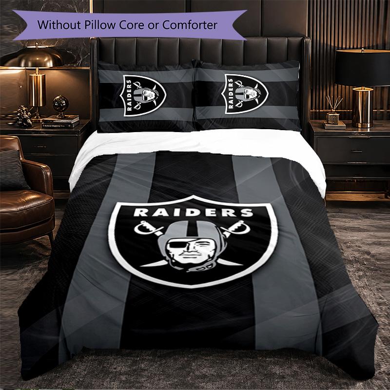 Set Biancheria da Letto 3 Pezzi in Microfibra con Motivo Las Vegas Raiders Decorazione Copripiumino per Camera da Letto Uso Domestico