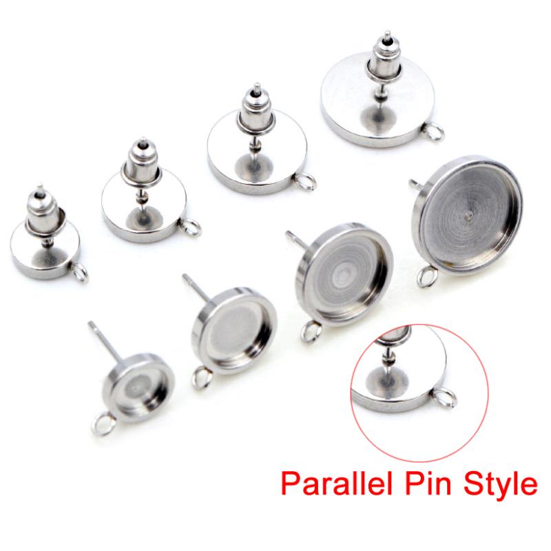 

10pcs 6 8 10 12mm Stainless Steel Thicken Earring Studs,Earrings Blank Base,Fit 6-12mm Glass Cabochons DIY Jewelry Accessories 6mm
