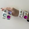 Colorful Acrylic Inlaid Quartz Stone Open Bracelet Fashionable Trendy And Personalized Jewelry Gift For Friends