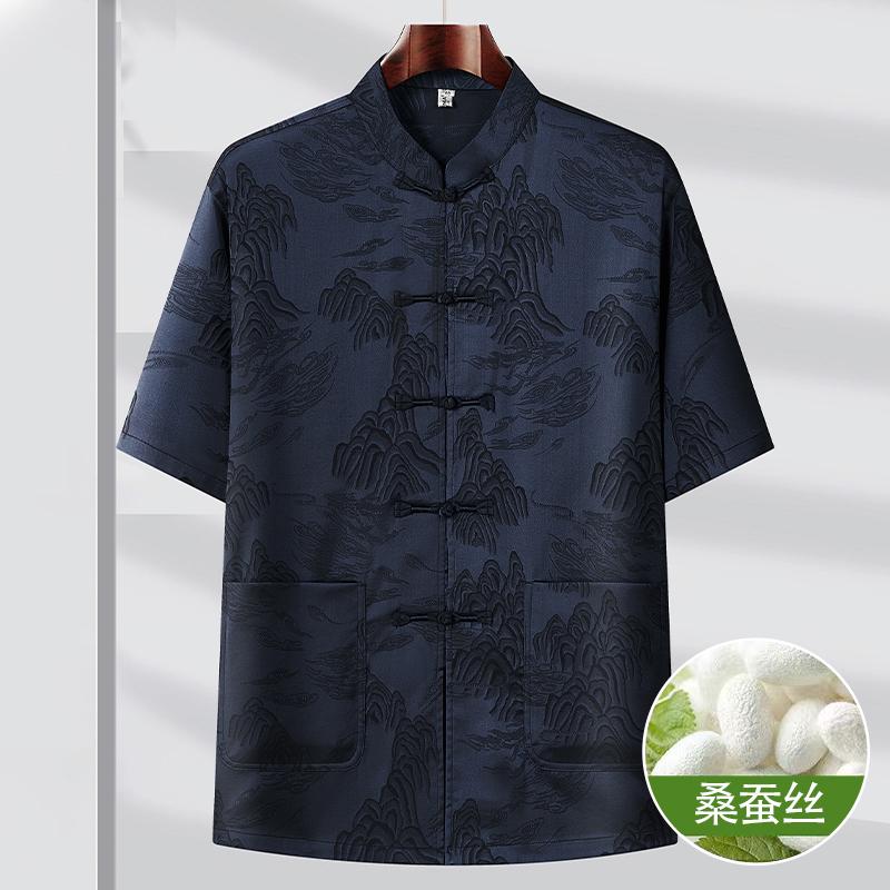 Short Sleeved Shirt Men s Summer Casual Shirt Chinese Style Thin Short Sleeved Shirt 2XL/42