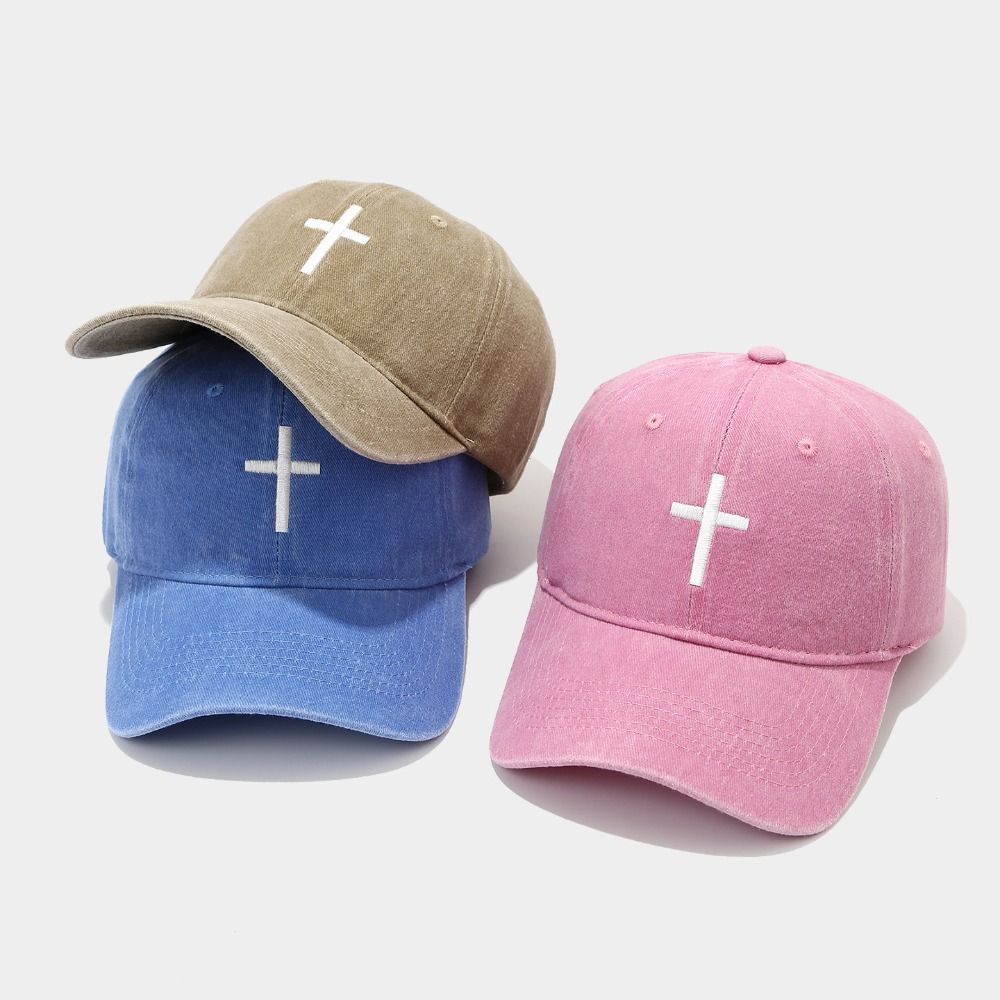 Fashion Embroidered Cross Baseball Cap Sunscreen Breathable Peaked Cap Simple Adjustable Hip Hop Hat Outdoor
