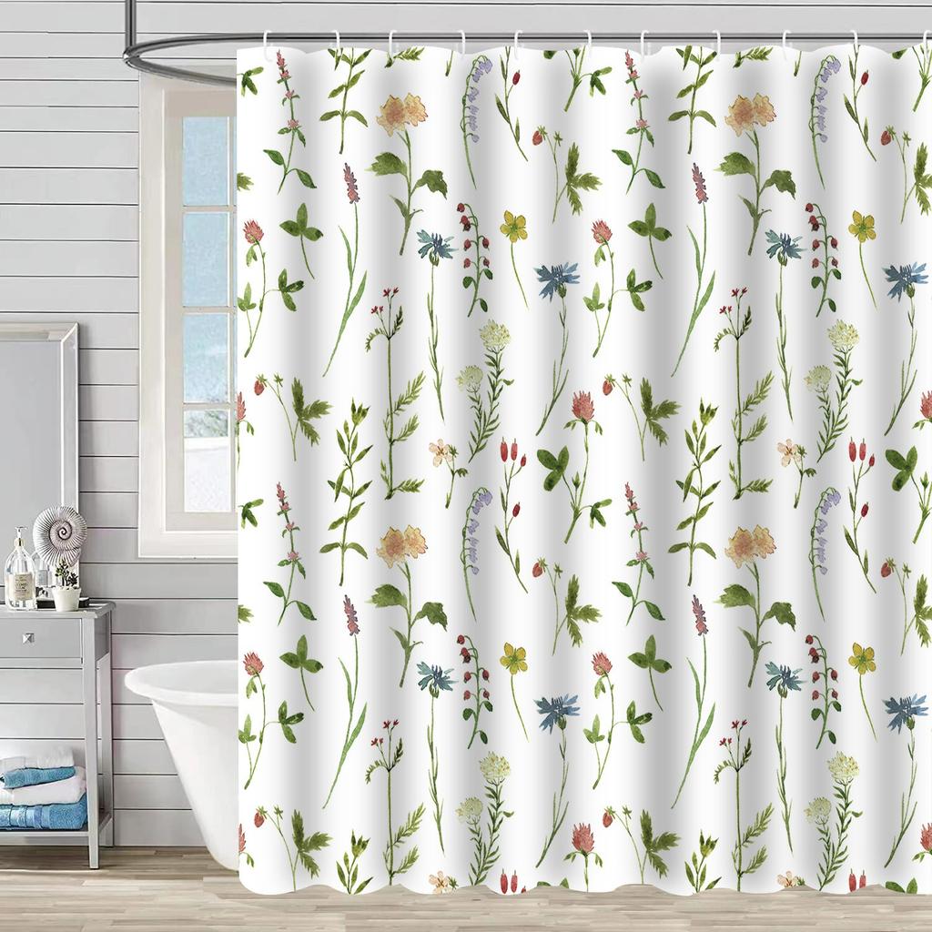 SHU1 3D Printed Tropical Jungle Plants Design Bath Curtain Polyester Waterproof Shower Curtain, 180x180cm