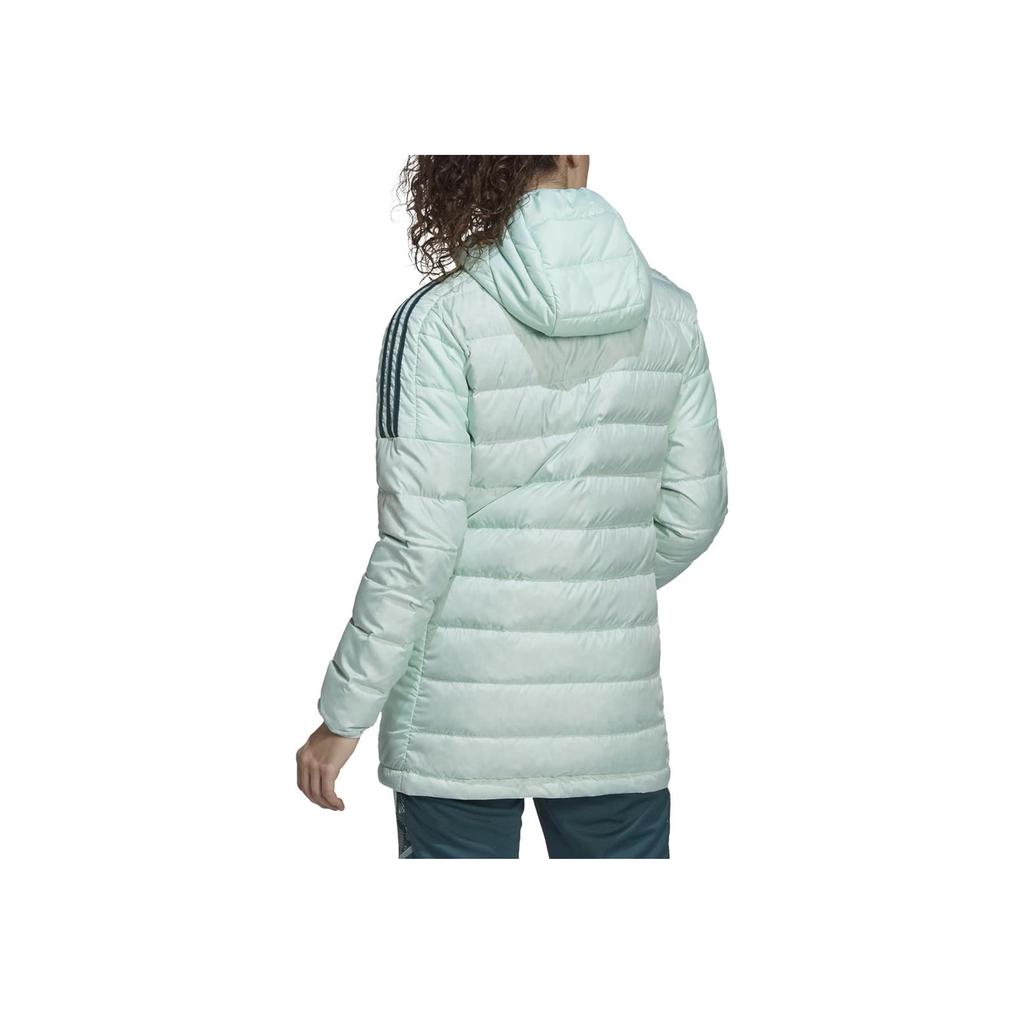 Adidas Performance Logo Fashion Versatile Hooded Duck Down Jacket Women Jackets Transparent-Mint Mystic-Green GK8642