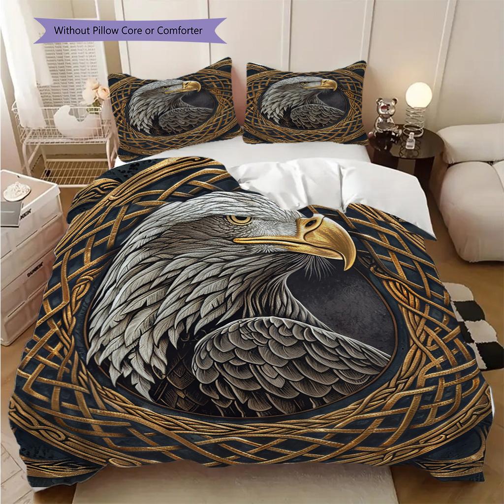 Eagle Pattern Bedding Quilt Set Quilt Cover Pillowcase Home Decoration Birthday Gift (1 * duvet cover + 2 * pillowcase, without core)