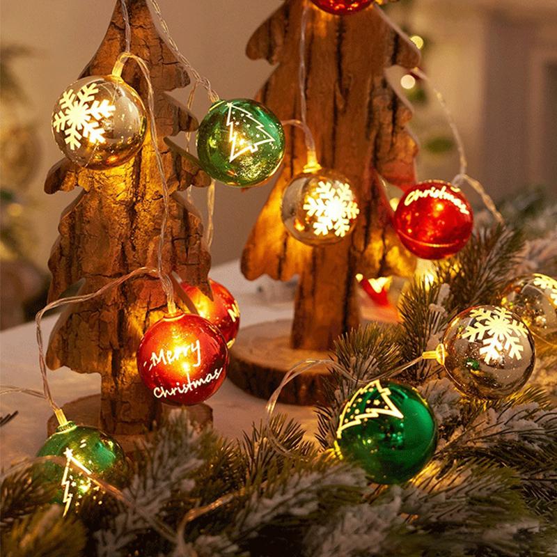 1/3M Christmas Decorative Lights String Christmas Balls Stars Garland Battery-operated Garland Xmas Tree New Year Home Decor