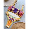 Bikini Brasiliano Sexy Stampato a Taglio Alto Gamba Femminile Costume da Bagno Donna Costume da Bagno Due Pezzi Set Bikini Costumista Costume da Bagno Swim