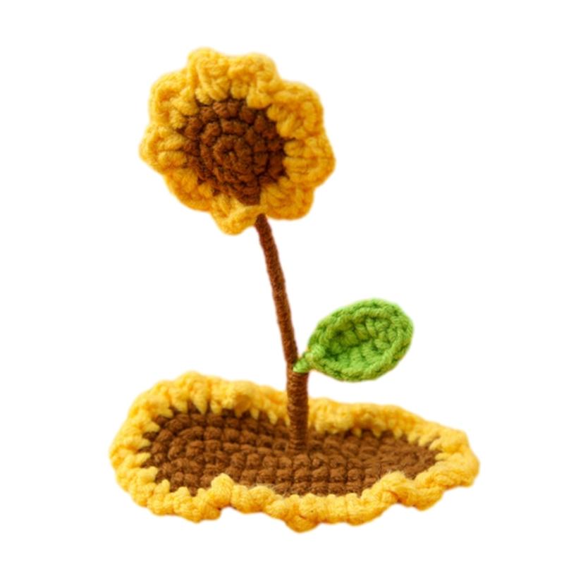 

Милые заколки-клипсы для волос в виде подсолнухов, вязаные украшения, головной убор, аксессуары для волос, заколка для волос сбоку в стиле Харадзюку, заколка для челки 1