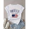 Patriotic American Flag Print Casual Crew Neck T-Shirt Short Sleeve Machine Washable Perfect for Independence Day Celebrations