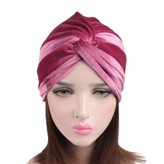 Turban Cap Solid Color Cross Shape Lady Stretchy No Brim Indian Turban Hat for Spring Autumn Winter