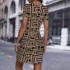 Fashion Womens Loose Xxhnmp85wu6m Pattern Print O Neck Short Sleeve Loose Streetwear A-line Dress